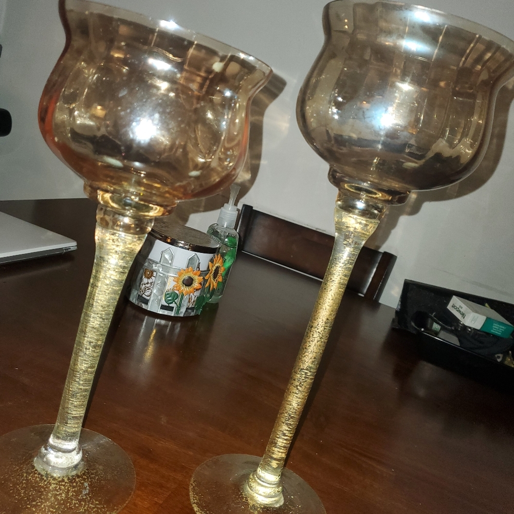 Kirklands Rose Gold Crackle Glass Charismas